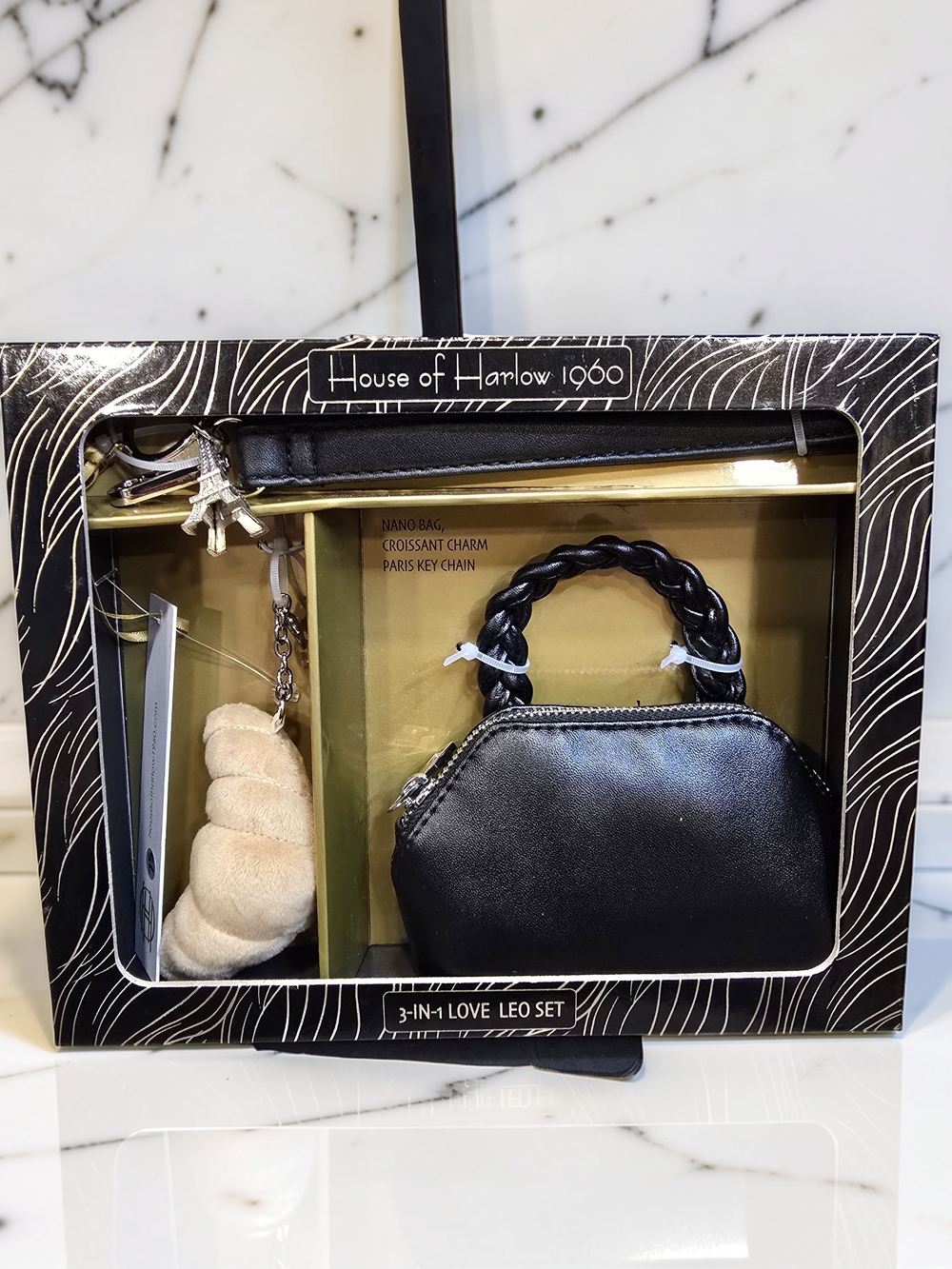 House of Harlow 1960 Love Leo Mini Bag Croissant & Eiffel Tower Set